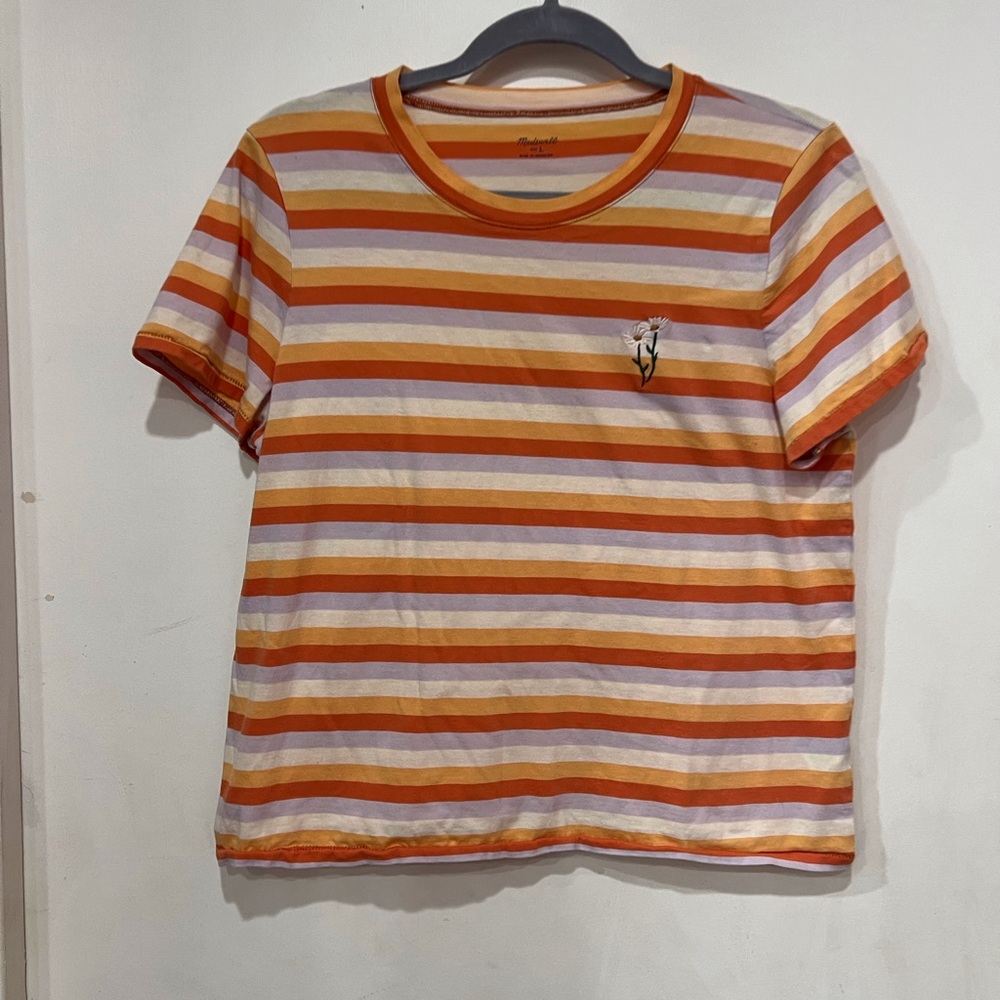 Madewell Multicolor Striped Tee with Embroidery